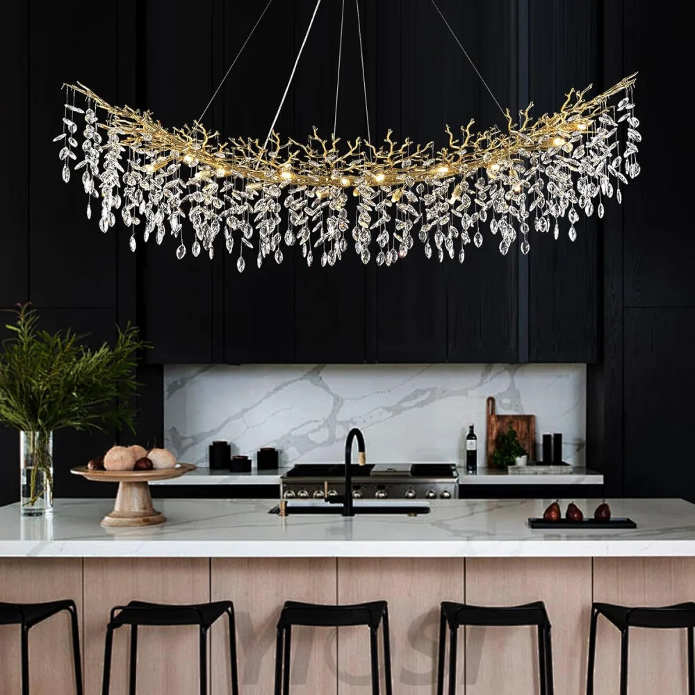 Modern Silver Crystal Glass Tree Branchs Chandelier 55" 72" - Fast Delivery-1-Yiosilamp