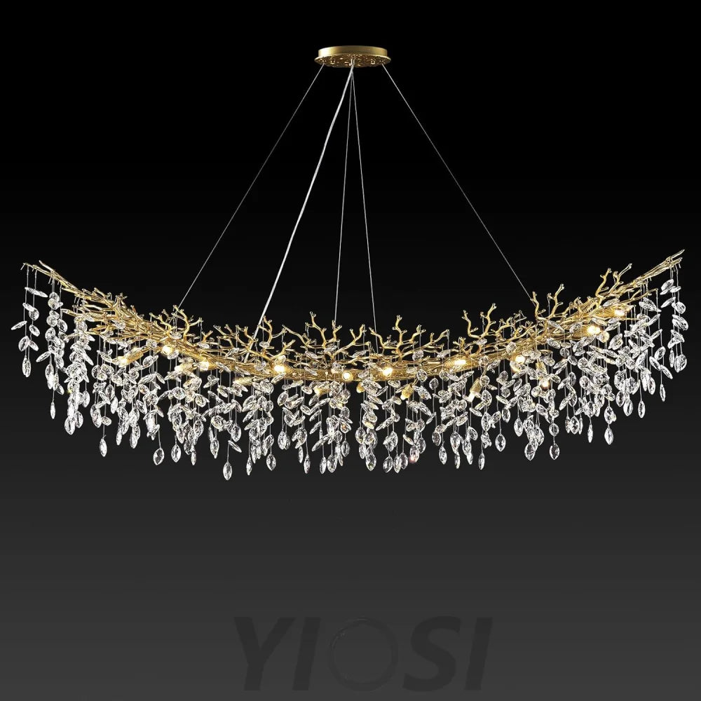 Modern Silver Crystal Glass Tree Branchs Chandelier 55" 72" - Fast Delivery-1-Yiosilamp