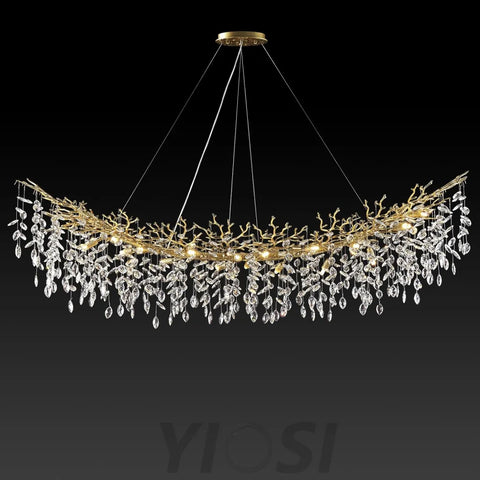 Modern Silver Crystal Glass Tree Branchs Chandelier 55" 72" - Fast Delivery-1-Yiosilamp