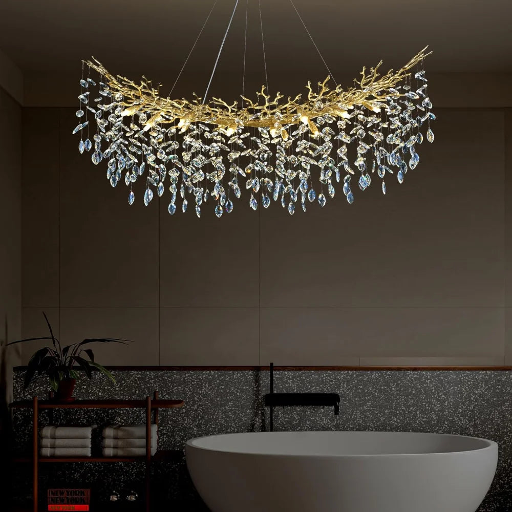 Modern Silver Crystal Glass Tree Branchs Chandelier 55" 72" - Fast Delivery-1-Yiosilamp