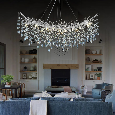 Modern Silver Crystal Glass Tree Branchs Chandelier 55" 72" - Fast Delivery-1-Yiosilamp