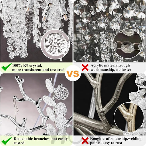 Modern Silver Crystal Glass Tree Branchs Chandelier 72 Inchs - Fast Delivery-1-Yiosilamp