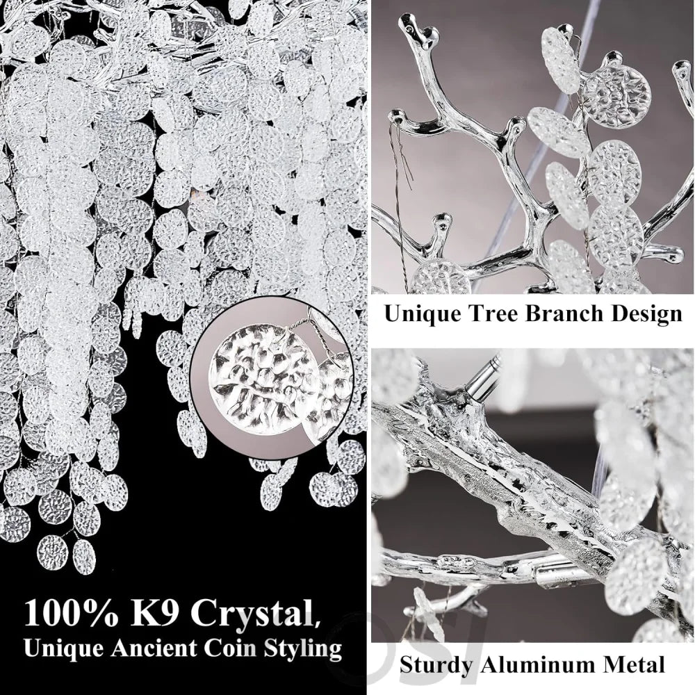 Modern Silver Crystal Glass Tree Branchs Chandelier 72 Inchs - Fast Delivery-1-Yiosilamp