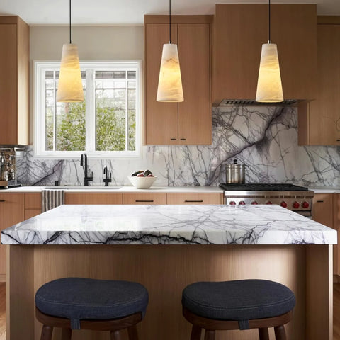Modern Spanish Alabaster Mini Pendant Light – Round Design