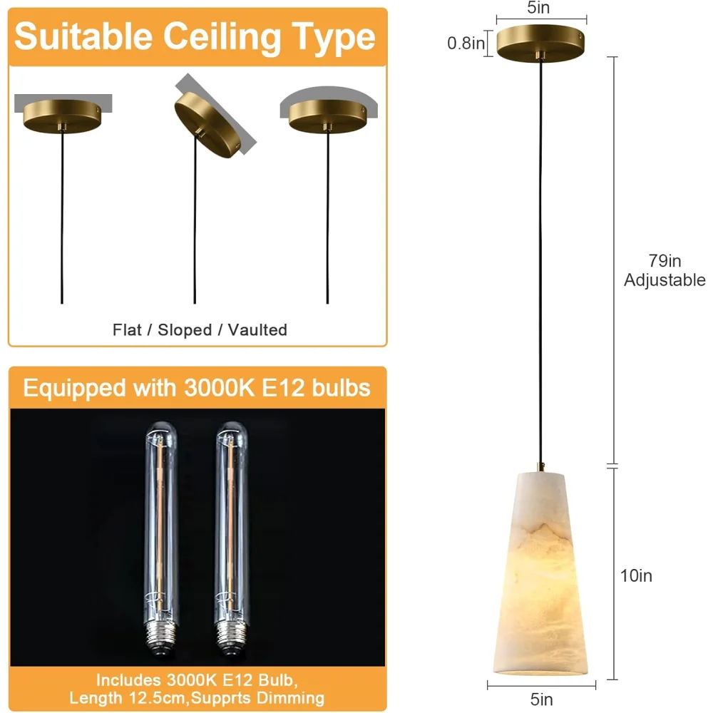 Modern Spanish Alabaster Mini Pendant Light – Round Design