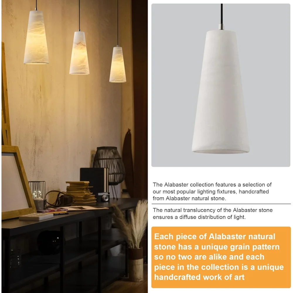 Modern Spanish Alabaster Mini Pendant Light – Round Design