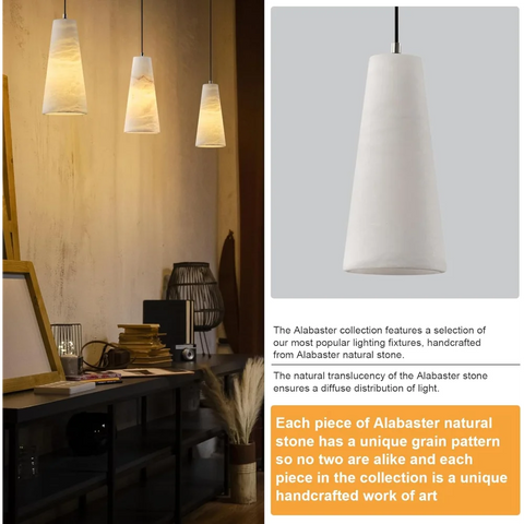 Modern Spanish Alabaster Mini Pendant Light – Round Design