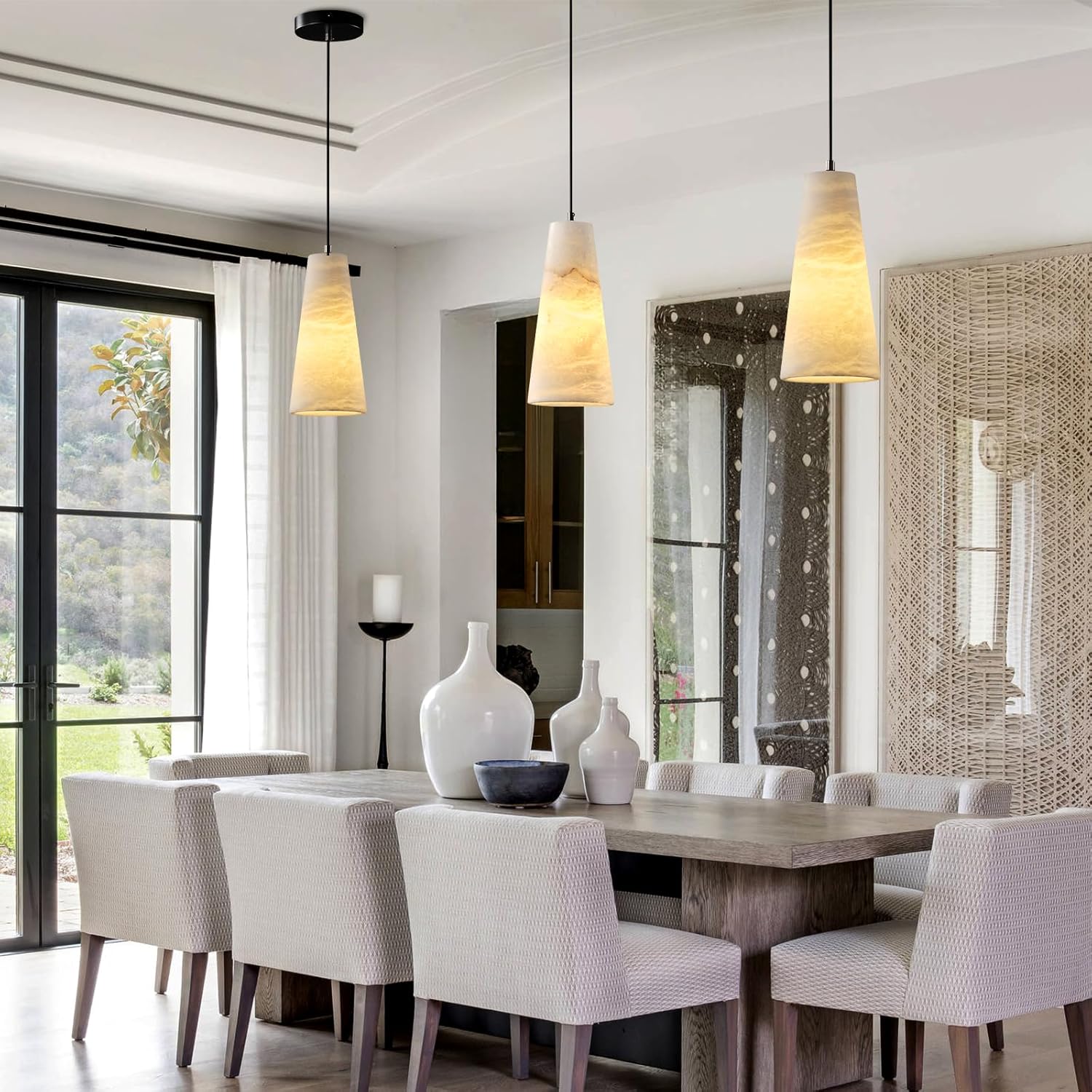 Modern Spanish Alabaster Mini Pendant Light – Round Design