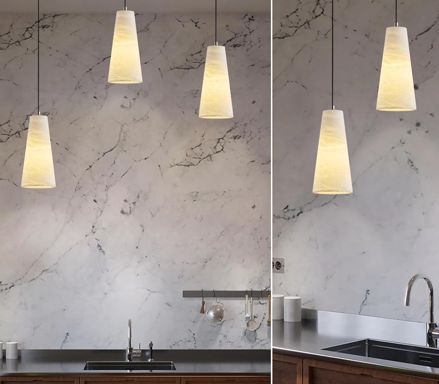 Modern Spanish Alabaster Mini Pendant Light – Round Design