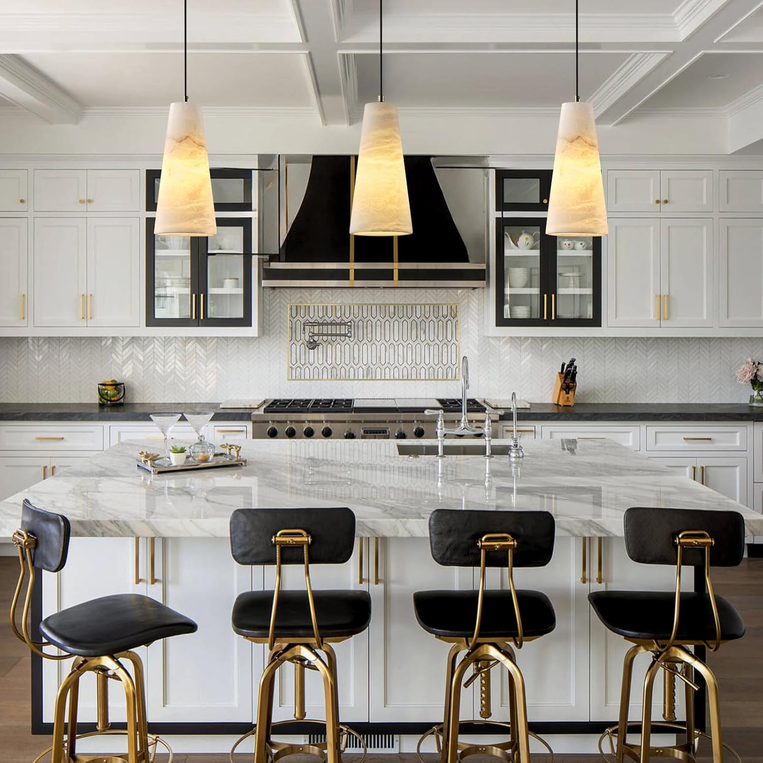 Modern Spanish Alabaster Mini Pendant Light – Round Design