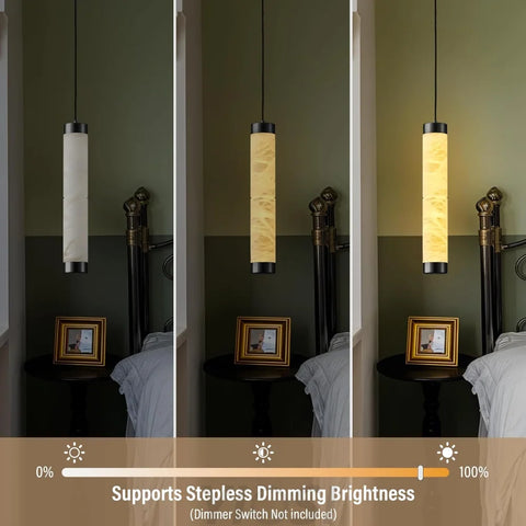 Modern Spanish Alabaster Pendant Light – Long Single Head Design