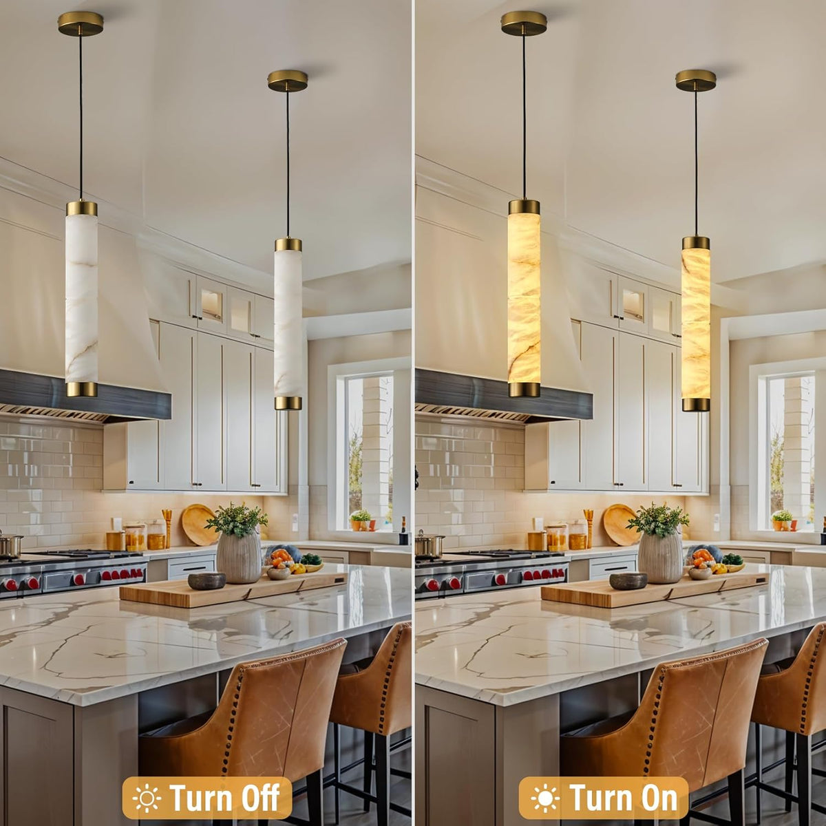 Modern Spanish Alabaster Pendant Light – Long Single Head Design