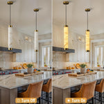 Modern Spanish Alabaster Pendant Light – Long Single Head Design