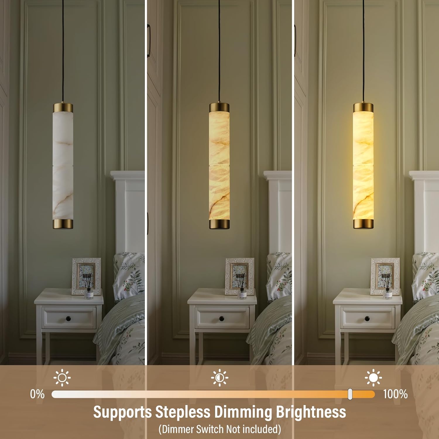 Modern Spanish Alabaster Pendant Light – Long Single Head Design