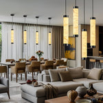 Modern Spanish Alabaster Pendant Light – Long Single Head Design