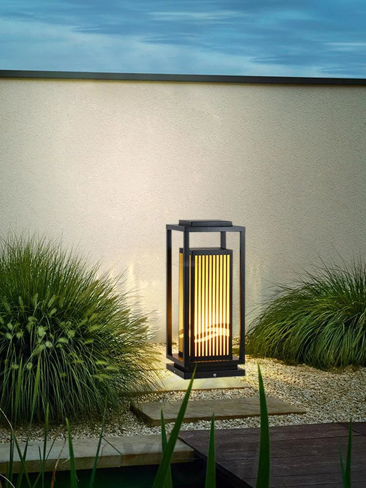 Modern Square Cage Garden Light ∅ 11.8″ Alabaster - -1-Yiosilamp