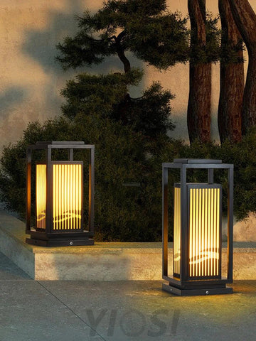 Modern Square Cage Garden Light ∅ 11.8″ Alabaster - -1-Yiosilamp