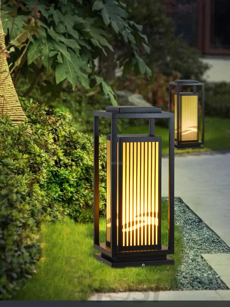 Modern Square Cage Garden Light ∅ 11.8″ Alabaster - -1-Yiosilamp