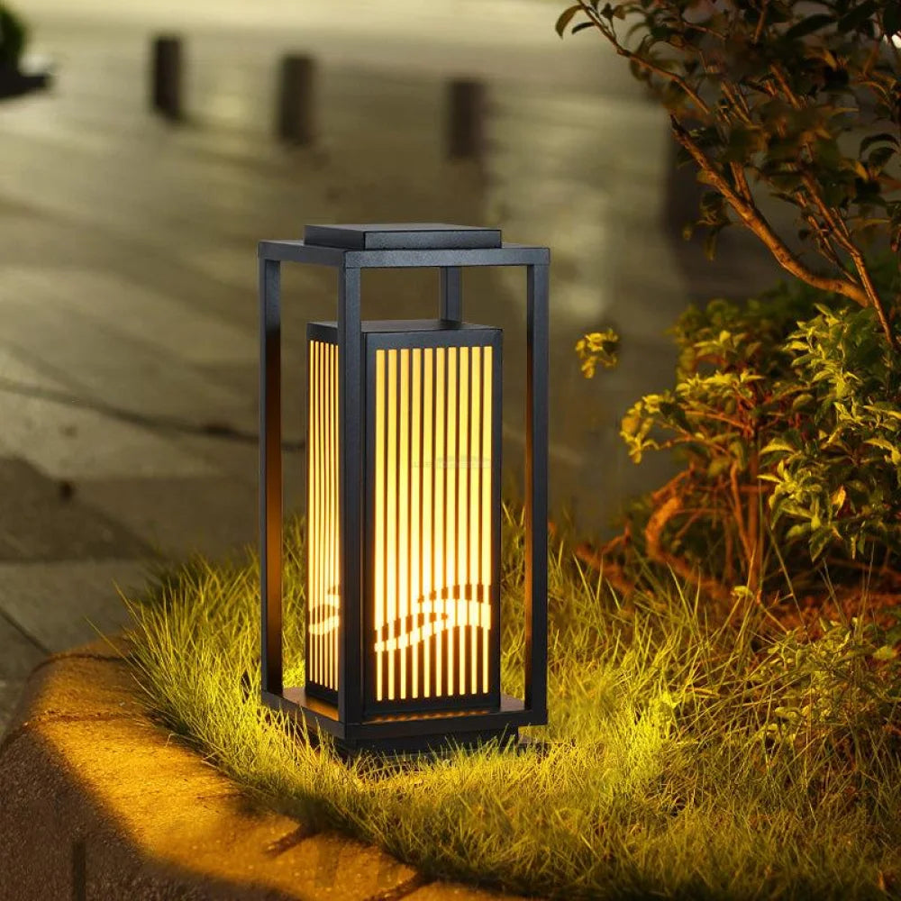 Modern Square Cage Garden Light ∅ 11.8″ Alabaster - -1-Yiosilamp