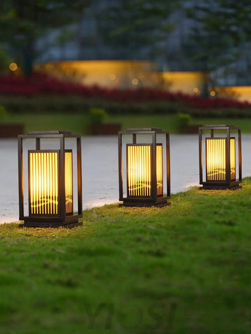 Modern Square Cage Garden Light ∅ 11.8″ Alabaster - -1-Yiosilamp