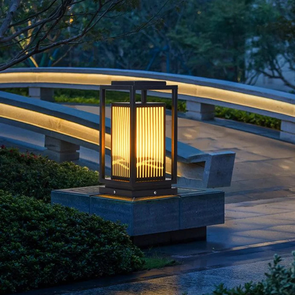 Modern Square Cage Garden Light ∅ 11.8″ Alabaster - -1-Yiosilamp