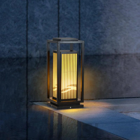 Modern Square Cage Garden Light ∅ 11.8″ Alabaster - -1-Yiosilamp