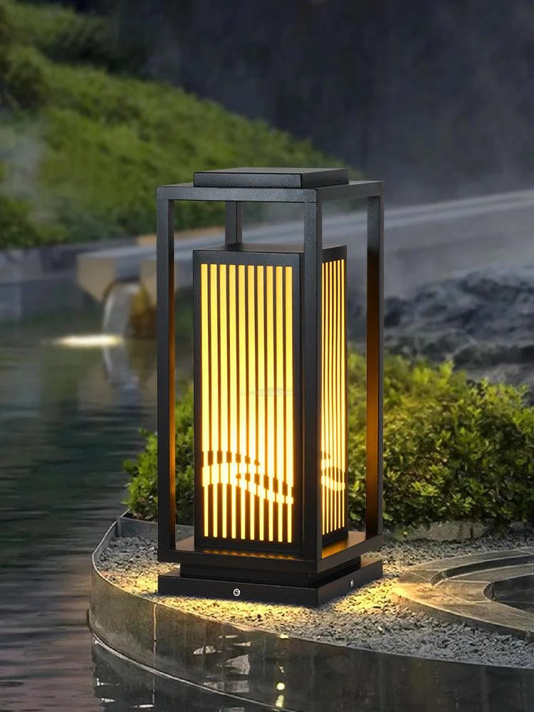 Modern Square Cage Garden Light ∅ 11.8″ Alabaster - -1-Yiosilamp