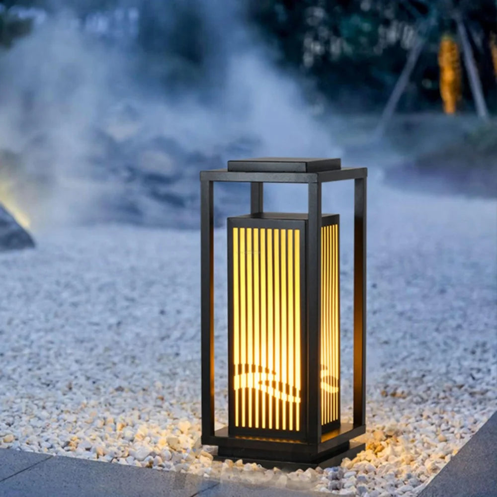 Modern Square Cage Garden Light ∅ 11.8″ Alabaster - -1-Yiosilamp