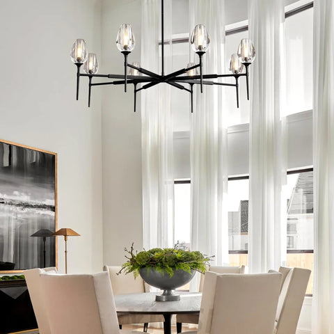 Modern tulip shaped crystal chandelier