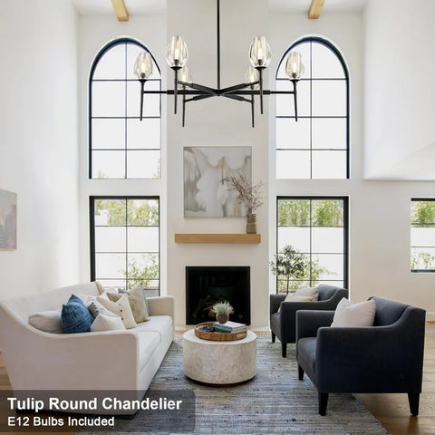 Modern tulip shaped crystal chandelier