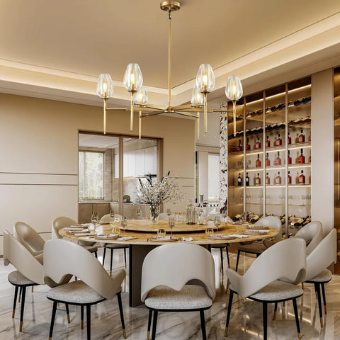 Modern tulip shaped crystal chandelier