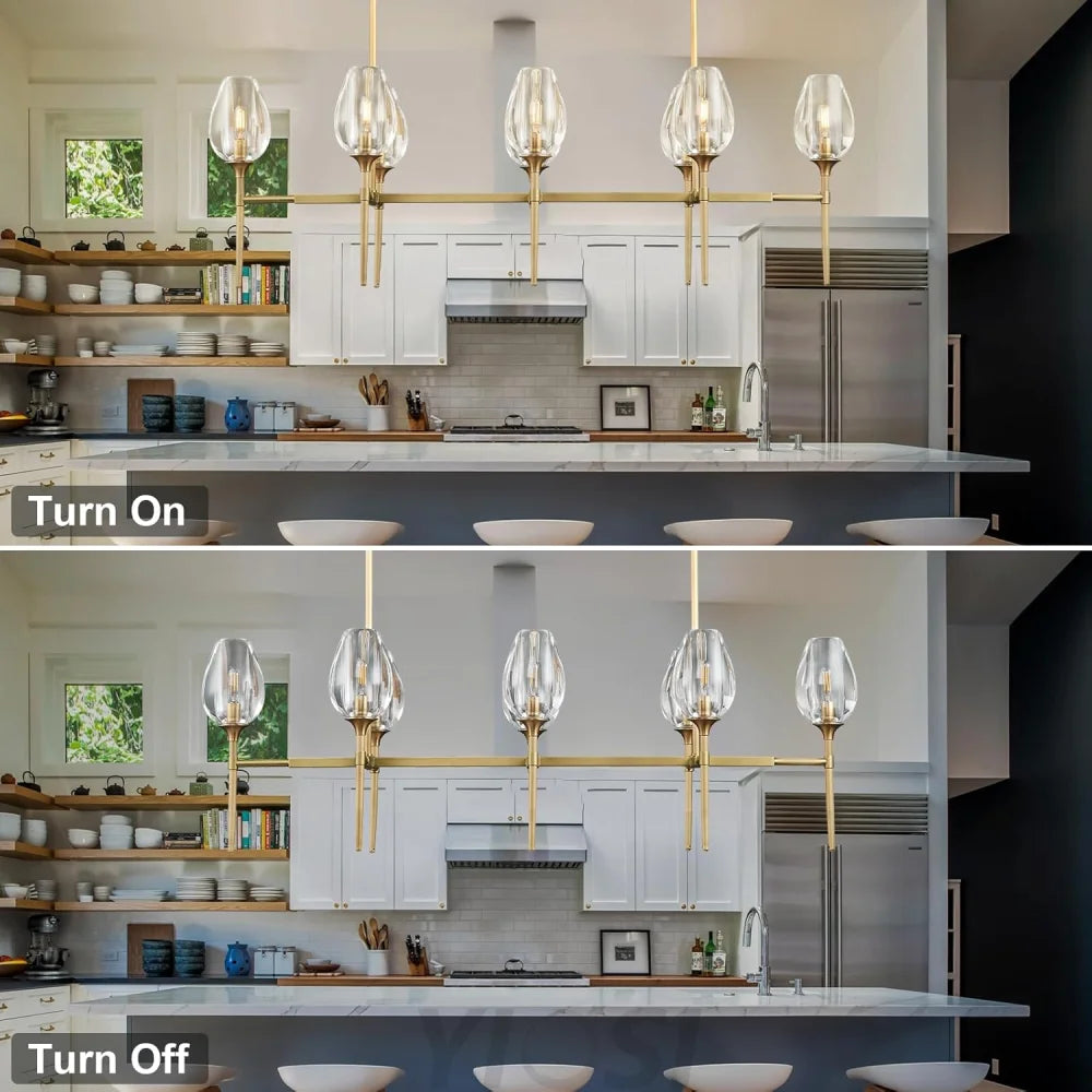 Modern tulip shaped crystal chandelier