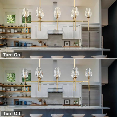 Modern tulip shaped crystal chandelier