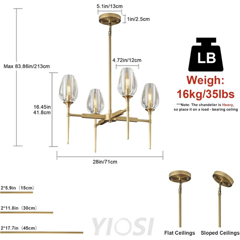 Modern tulip shaped crystal chandelier