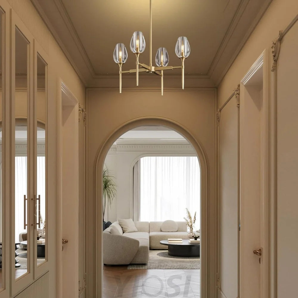 Modern tulip shaped crystal chandelier