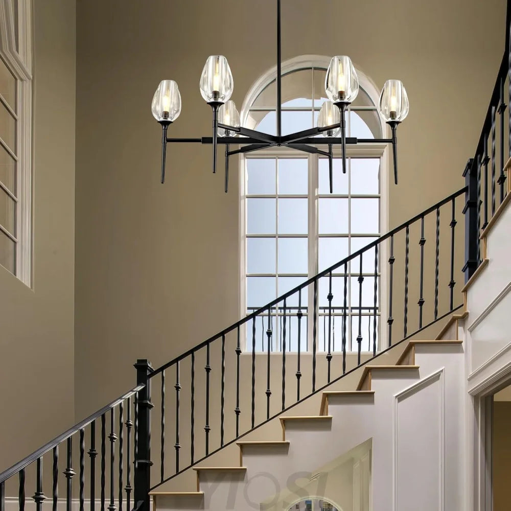 Modern tulip shaped crystal chandelier