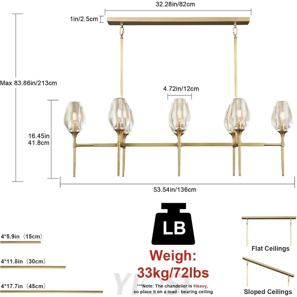 Modern tulip shaped crystal chandelier