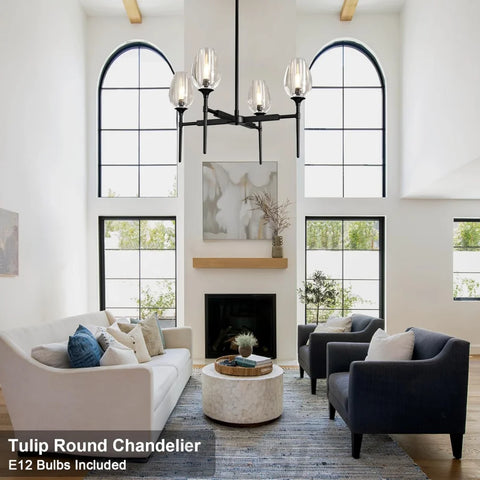 Modern tulip shaped crystal chandelier