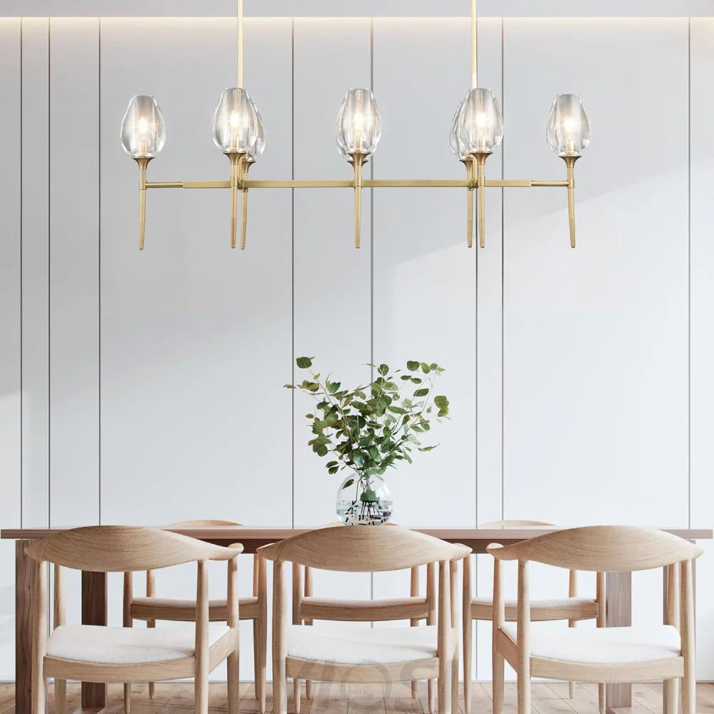 Modern tulip shaped crystal chandelier