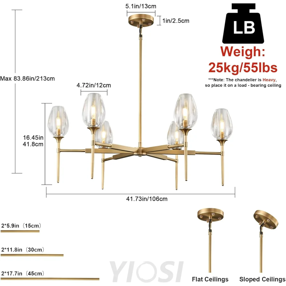 Modern tulip shaped crystal chandelier