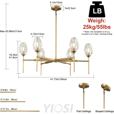 Modern tulip shaped crystal chandelier