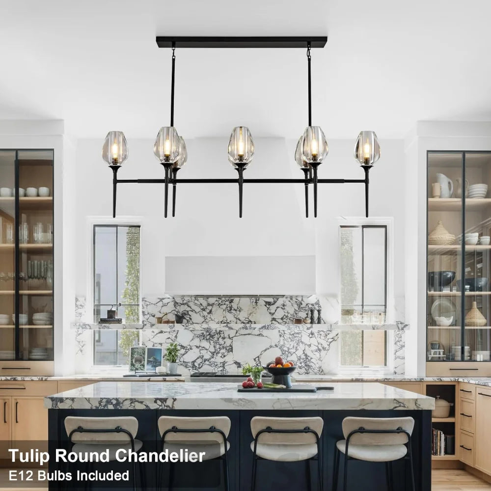 Modern tulip shaped crystal chandelier