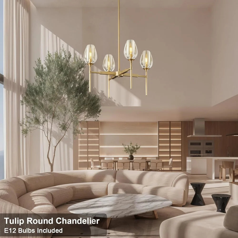 Modern tulip shaped crystal chandelier