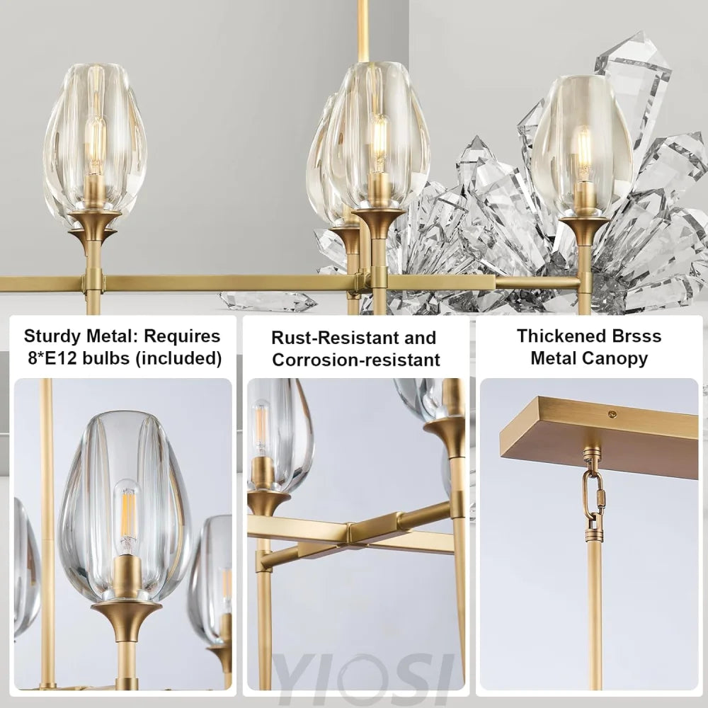 Modern tulip shaped crystal chandelier