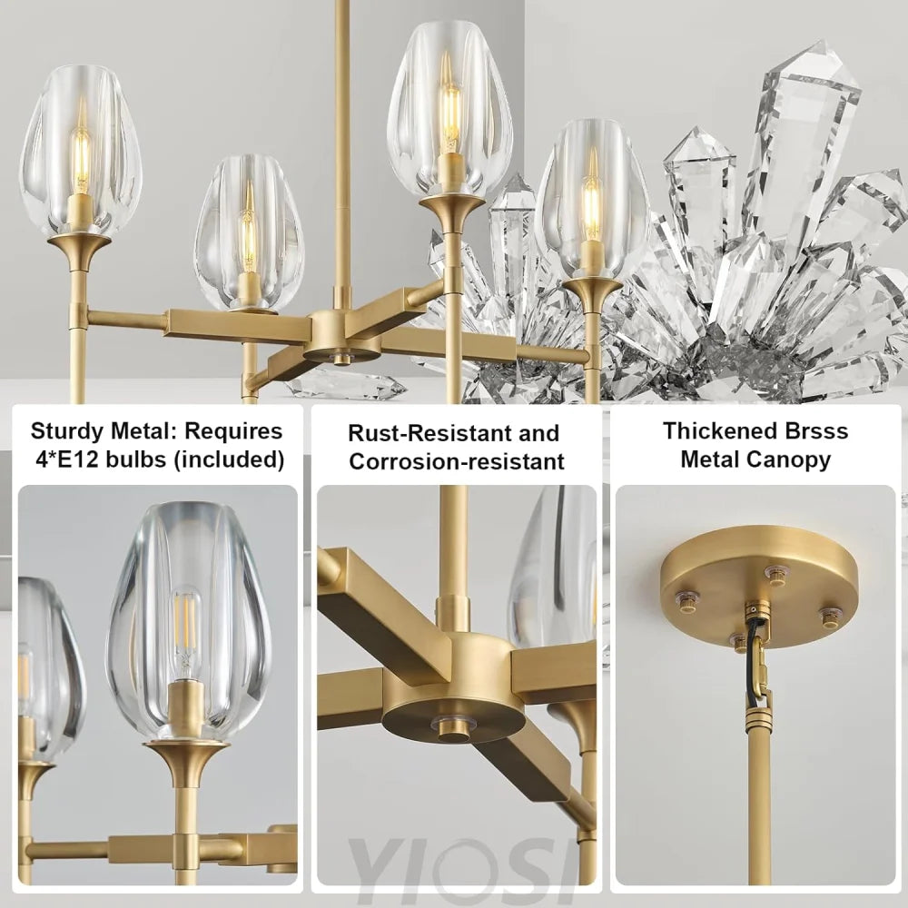 Modern tulip shaped crystal chandelier