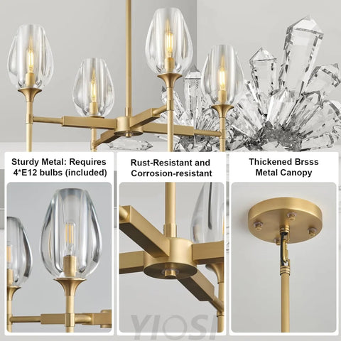 Modern tulip shaped crystal chandelier