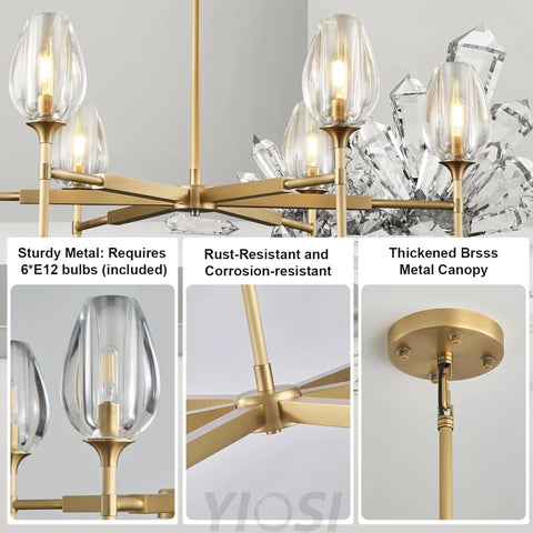 Modern tulip shaped crystal chandelier