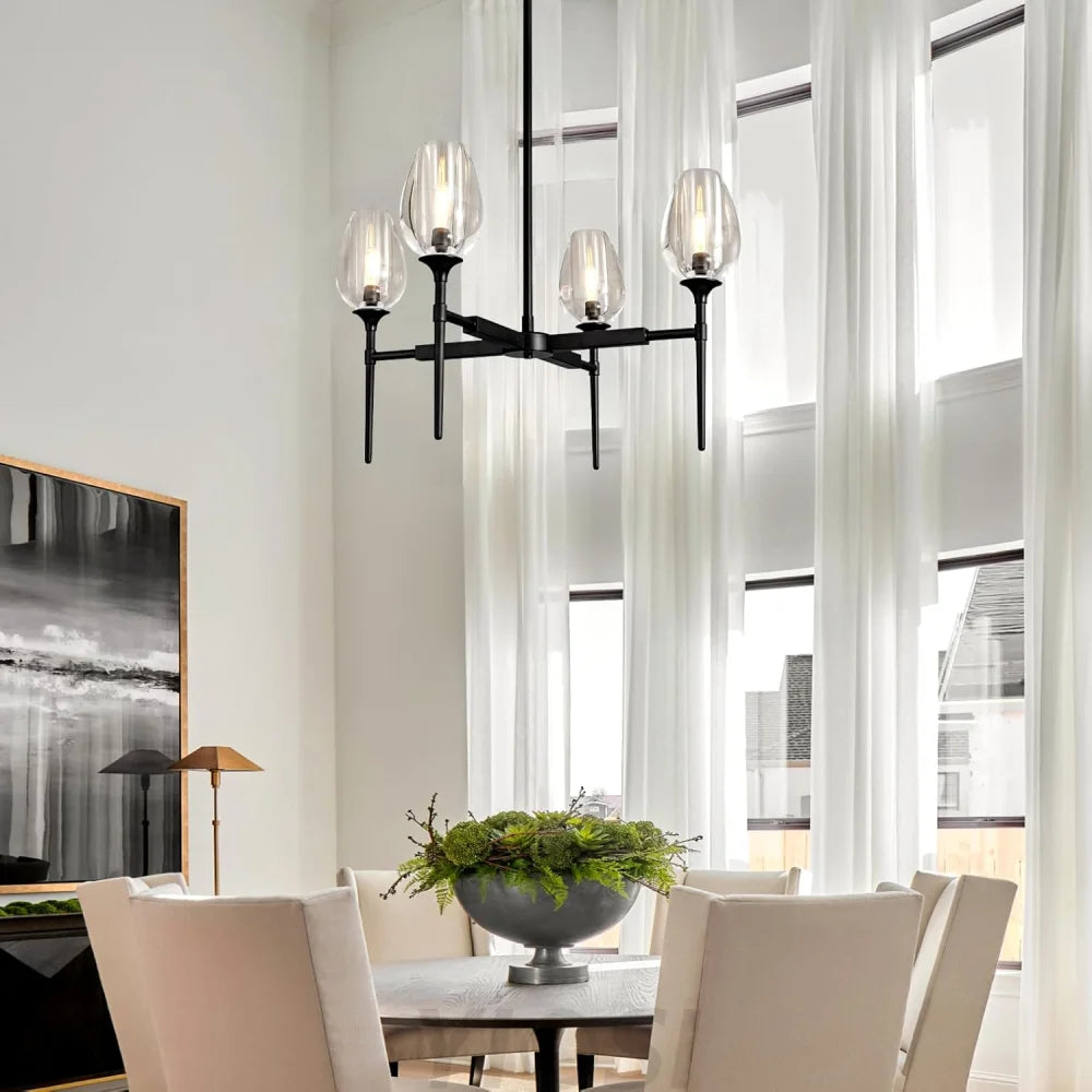 Modern tulip shaped crystal chandelier