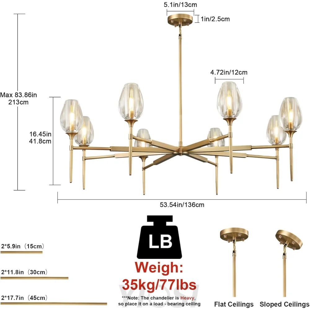 Modern tulip shaped crystal chandelier