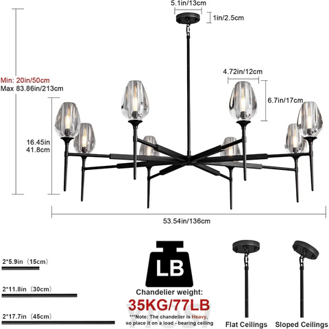 Modern tulip shaped crystal chandelier